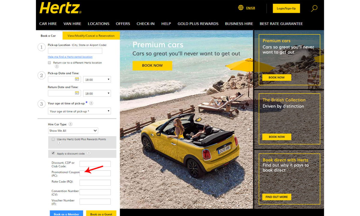 how to use Hertz discount codes
